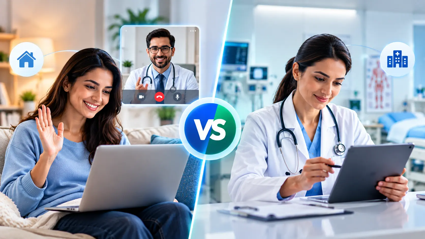 Telehealth vs telemedicine showing virtual healthcare and remote clinical care